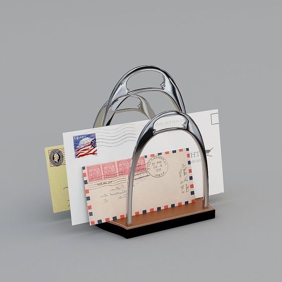 Stylish Metal Letter Rack 3D model