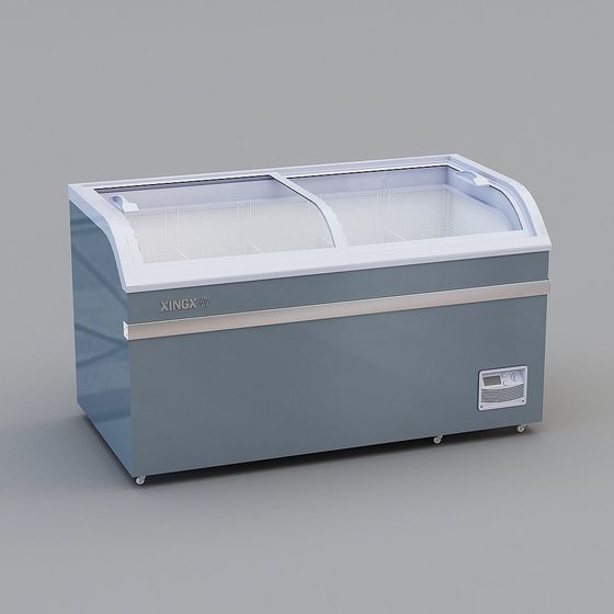 Modern Freezer 3D model with Glass Door