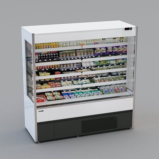 Realistic Supermarket Refrigerated Display Cabinet 3D model