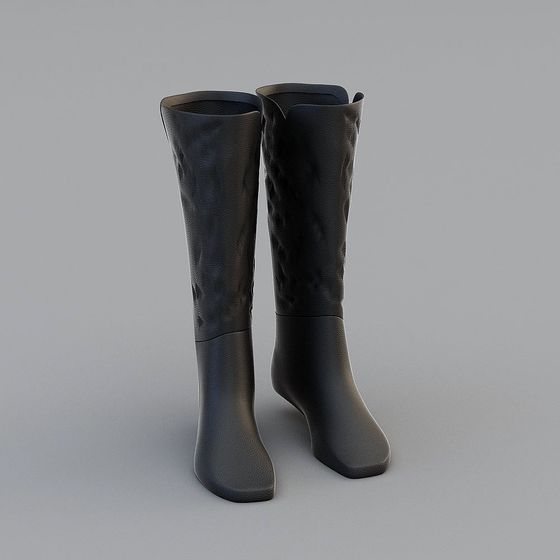 Elegant Black Knee-High Boots 3D model