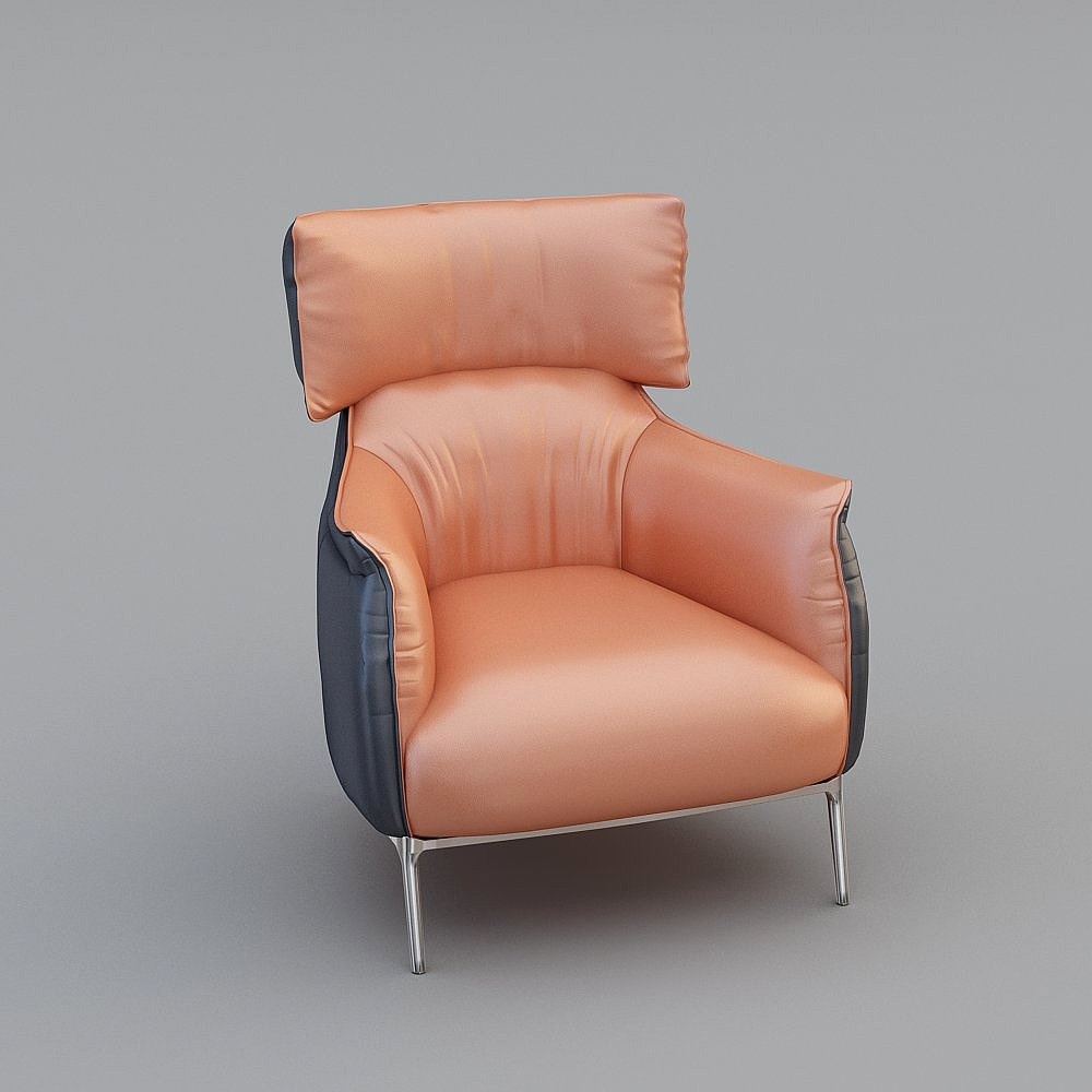 Elegant Coral and Navy Armchair 3D model