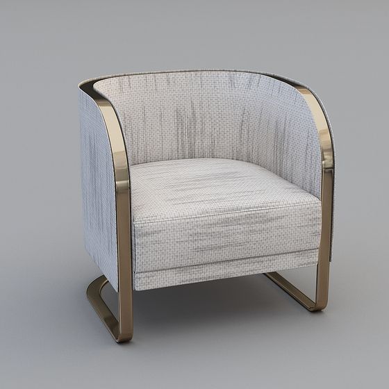 Gray American Accent Chair 3D Model