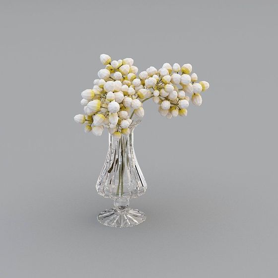 Glass Vase with Tulips Low Poly 3D model