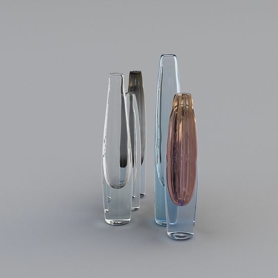 Elegant Glass Vase Set 3D model