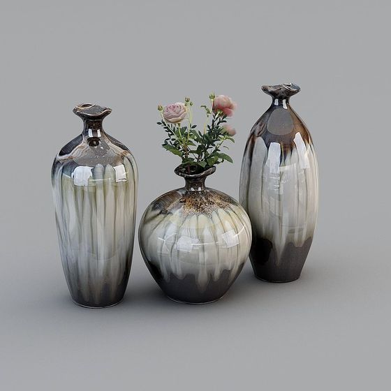 Elegant 3D Ceramic Vase Set for Modern Decor