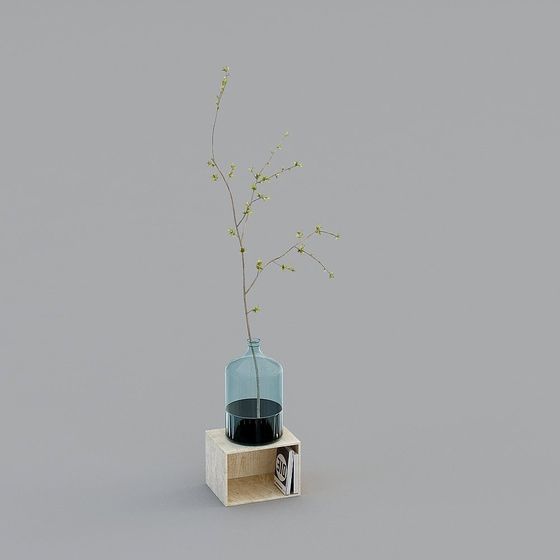 Stylish Vase and Branches 3D model for Creative Spaces