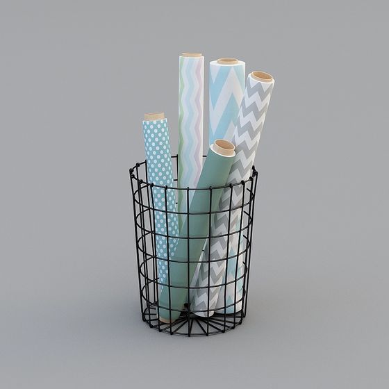 Wire Basket with Wrapping Papers 3D model