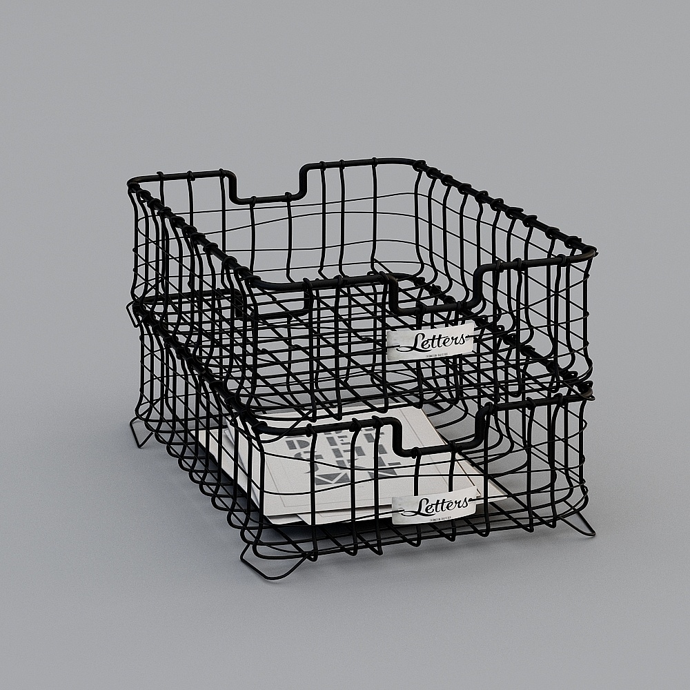 Modern Metal Mesh Storage Basket 3D model