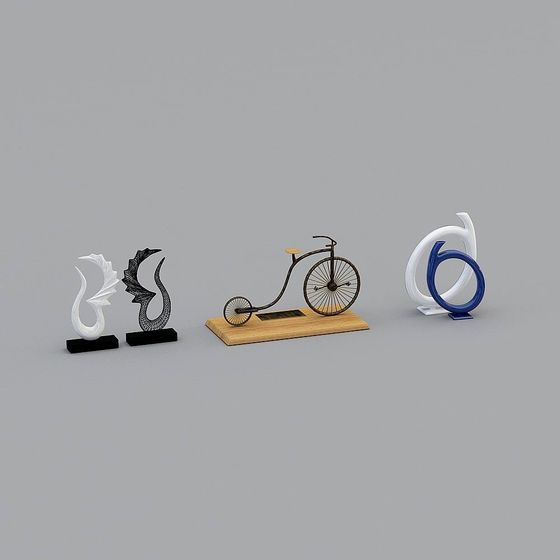Creative 3D Models: Vintage Bicycle, Elegant Seahorse, Geometric Sculptures 3D model