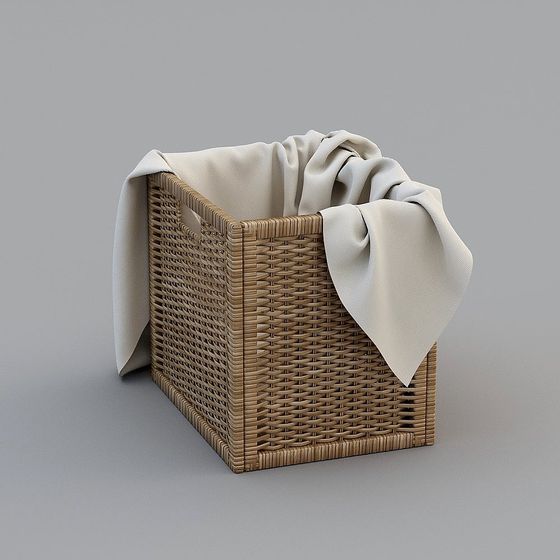 Stylish Woven Storage Basket 3D model for Modern Spaces