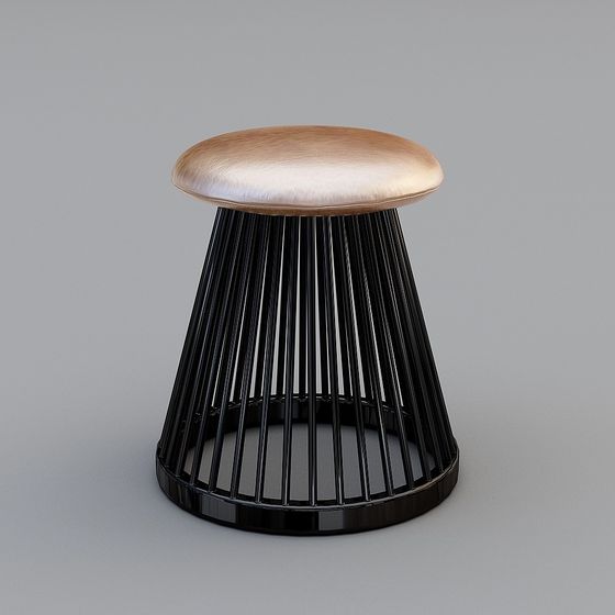 Elegant Metal Cutout Stool 3D model