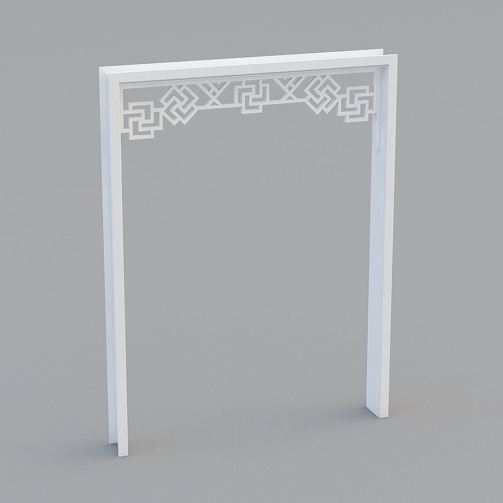 Elegant Lattice Arch Door Frame 3D model