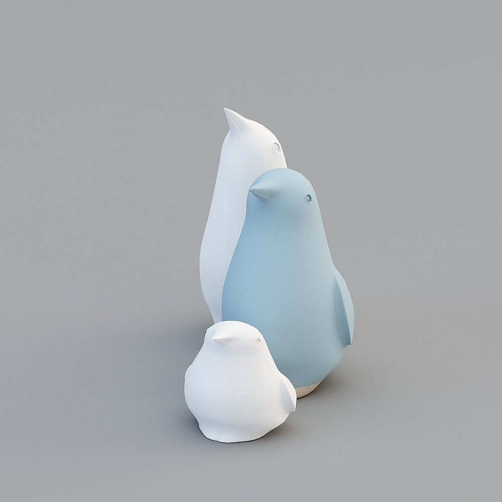 Charming Family Nest 3D Model with Birds
