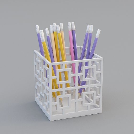 Elegant Low-Poly Pen Holder 3D model