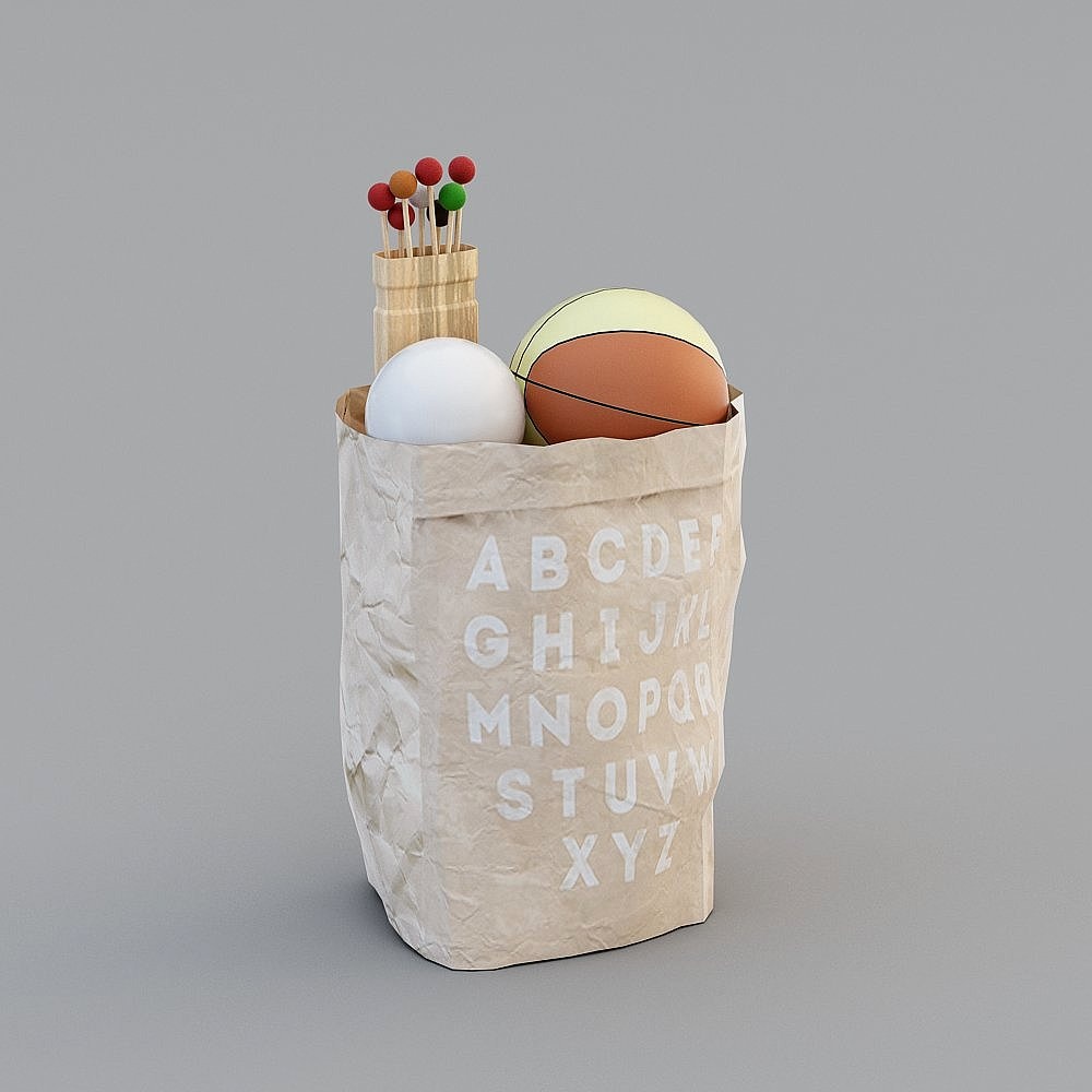 Paper Bag with Toys 3D model