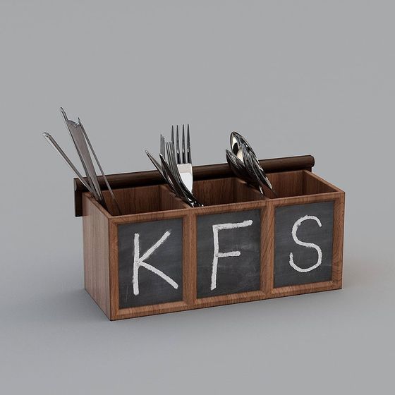 Vintage Style Utensil Storage Box 3D model