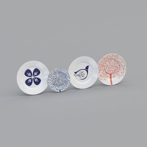 Elegant Low-Poly Ceramic Plates 3D model