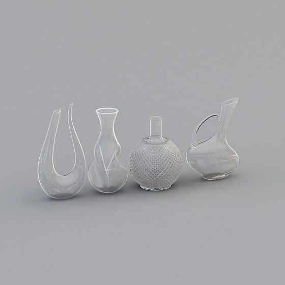 Elegant Glassware 3D Model Set