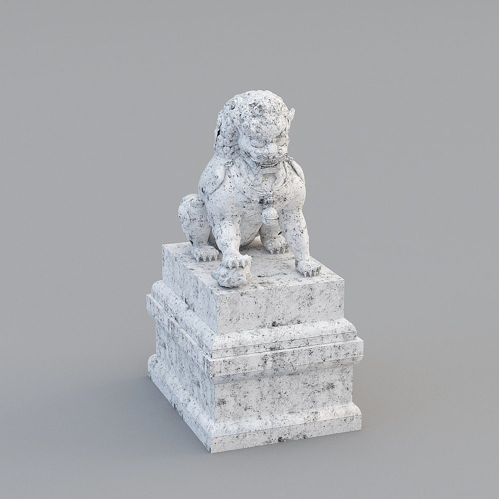 Stunning 3D Model of Stone Lion for Creative Projects