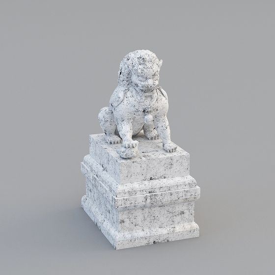 Stunning 3D Model of Stone Lion for Creative Projects