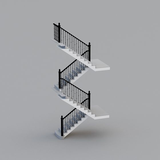 Elegant Low-Polygon Floating Staircase 3D model