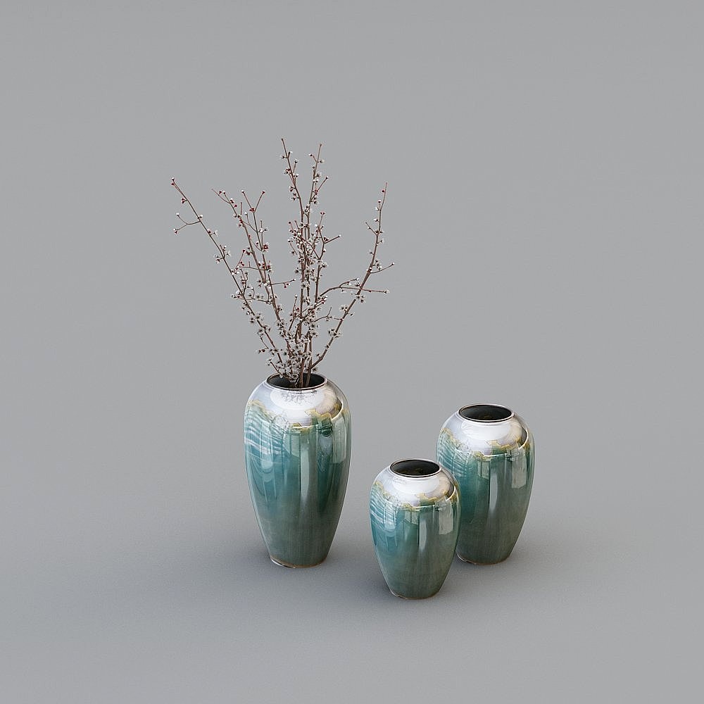 Elegant Low-Polygon Vase 3D Model Set