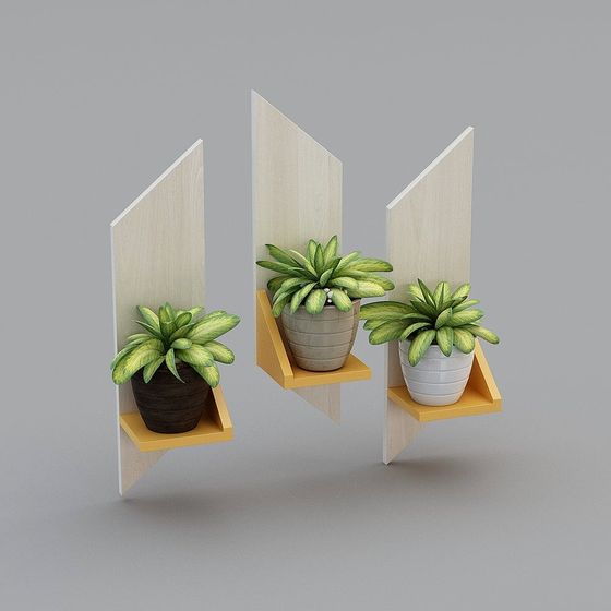 Stylish Wall-mounted Plant Rack 3D model for Modern Interiors