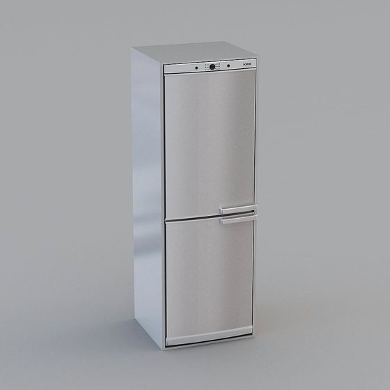 Sleek Stainless Steel Double Door Refrigerator 3D model