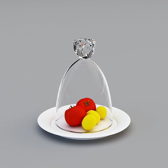 Fresh Fruits Under Glass Dome 3D model