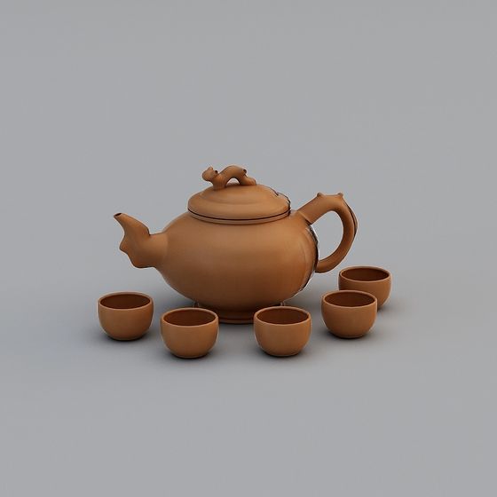 Charming Low-Poly Tea Set 3D model