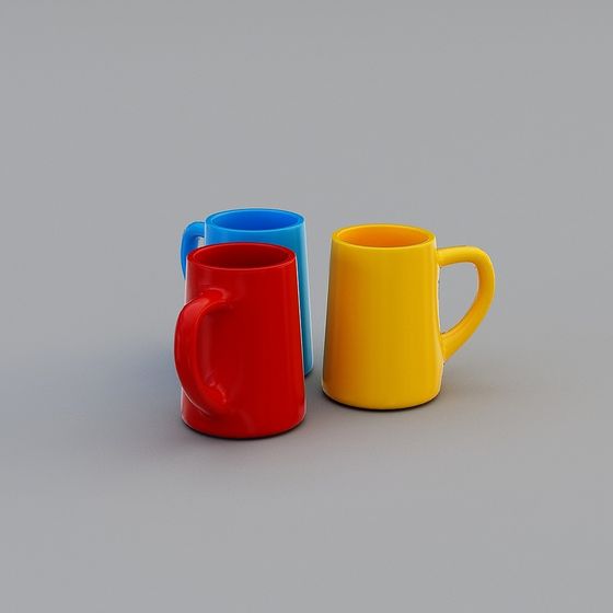 Colorful Low-Poly Mugs 3D model