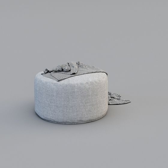 Stylish Low-Poly Round Pouf 3D Model