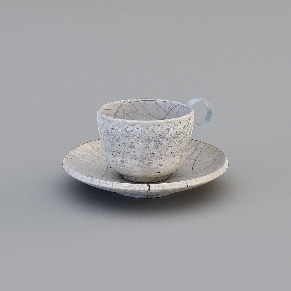 Vintage Cracked Tea Cup 3D model