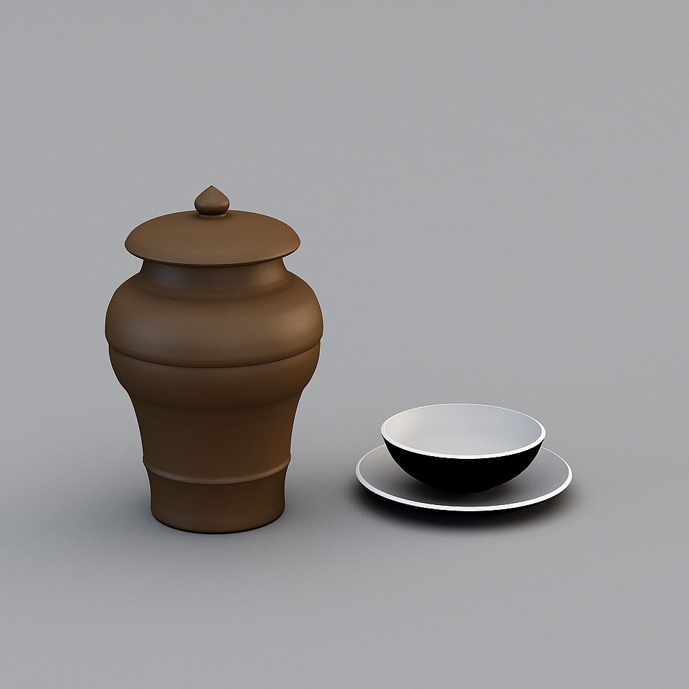 Elegant Low-Poly Tea Set 3D model