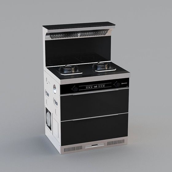 Sleek Integrated Stove 3D Model for Modern Kitchens