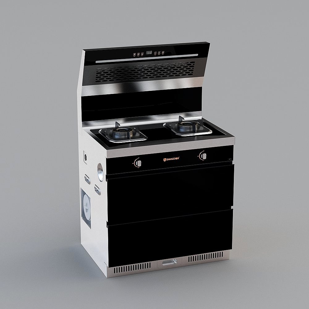 Sleek Integrated Stove 3D Model for Modern Kitchens