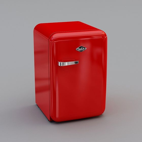 Retro Red Fridge 3D model for Creative Projects