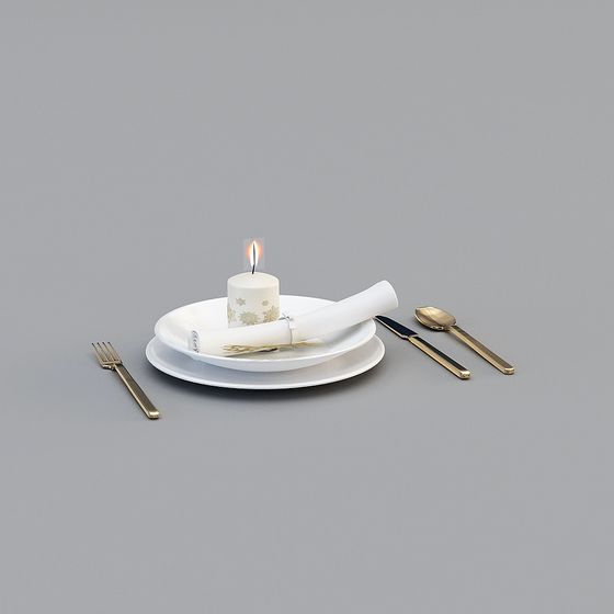 Elegant Dining Table Setup 3D Model