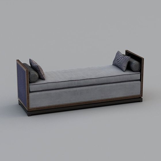 新中式灰色沙發凳