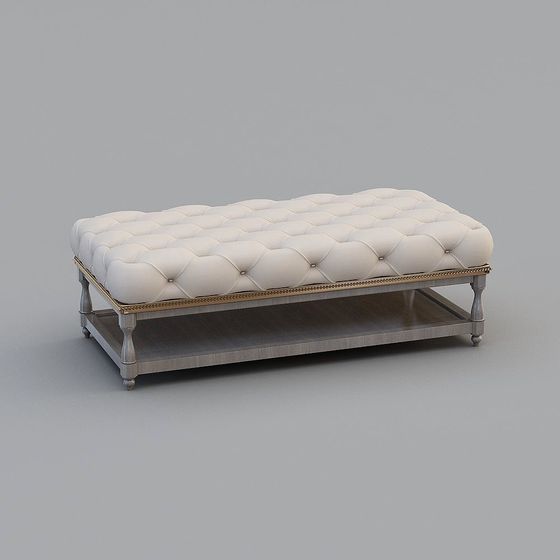 Elegant Classic Leather Bench 3D model