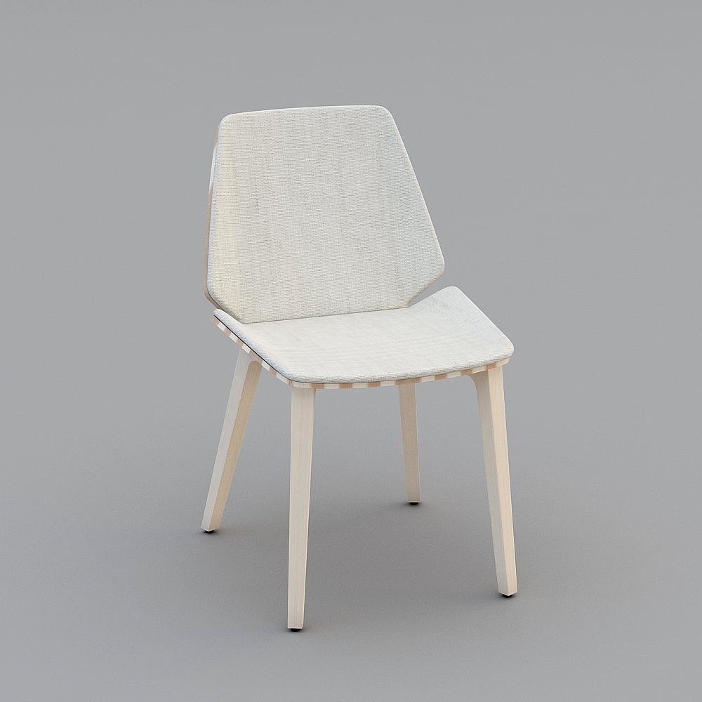 Elegant Linen Chair 3D model for Modern Spaces