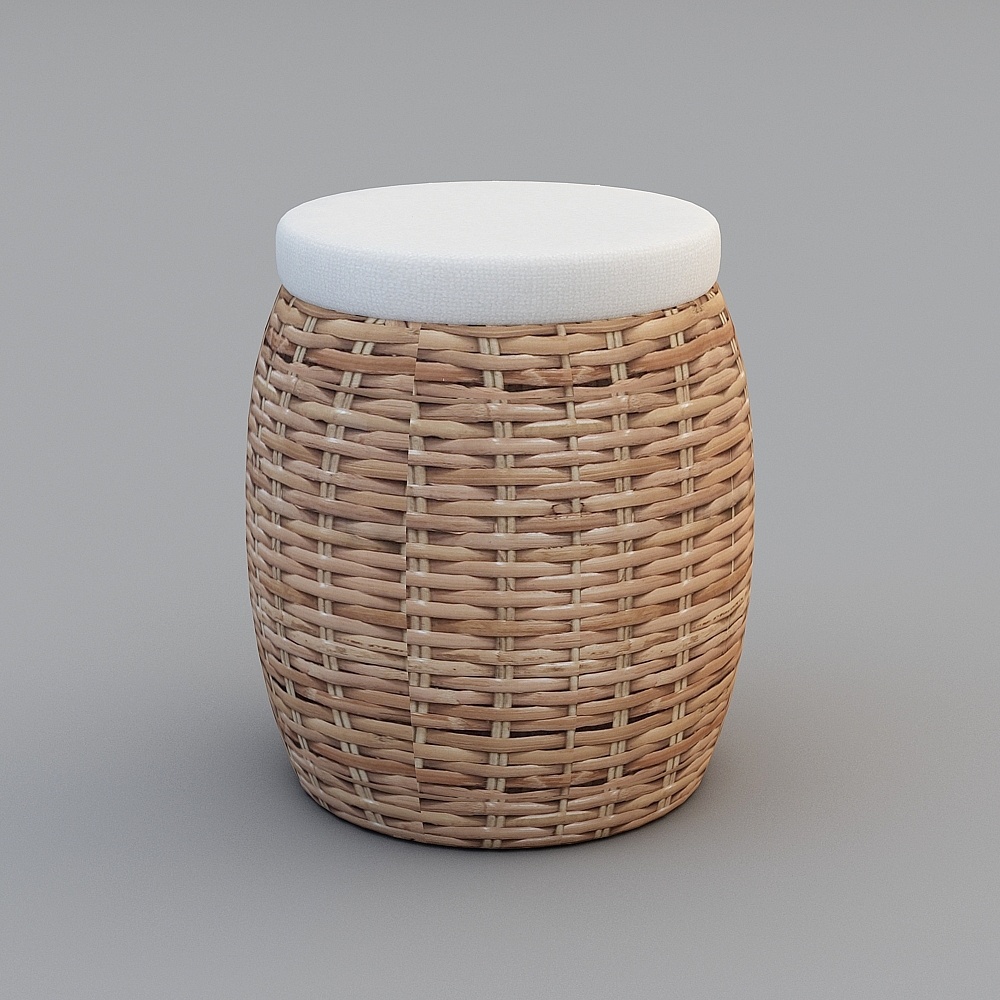 Chinese rattan barrel stool