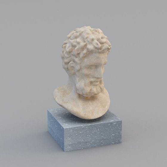 Ancient Greek Hero Marble Statue 3D Model – Low Poly Marble