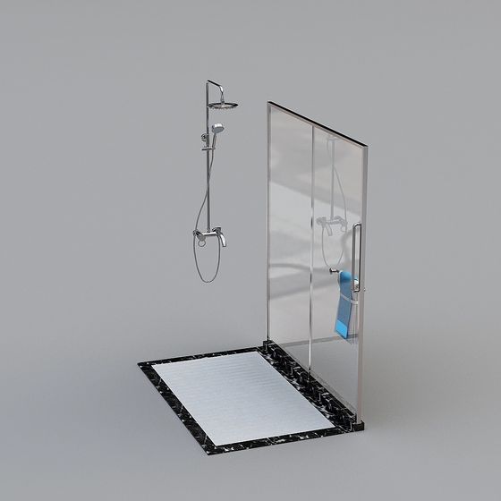 Sleek Glass Shower Enclosure 3D model