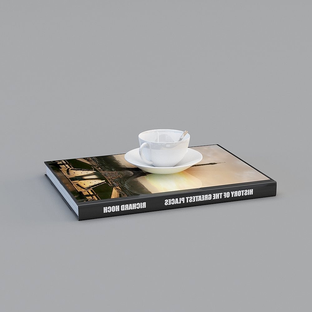 Elegant Tea Cup and Book 3D model