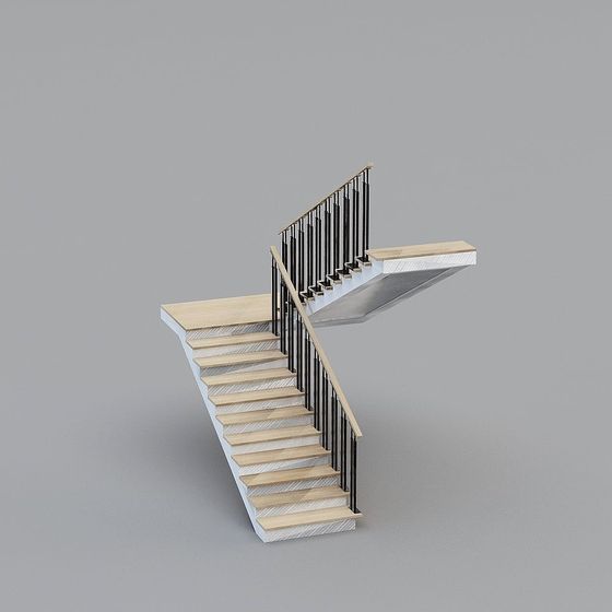 Elegant Minimalist Staircase 3D model for Creative Projects