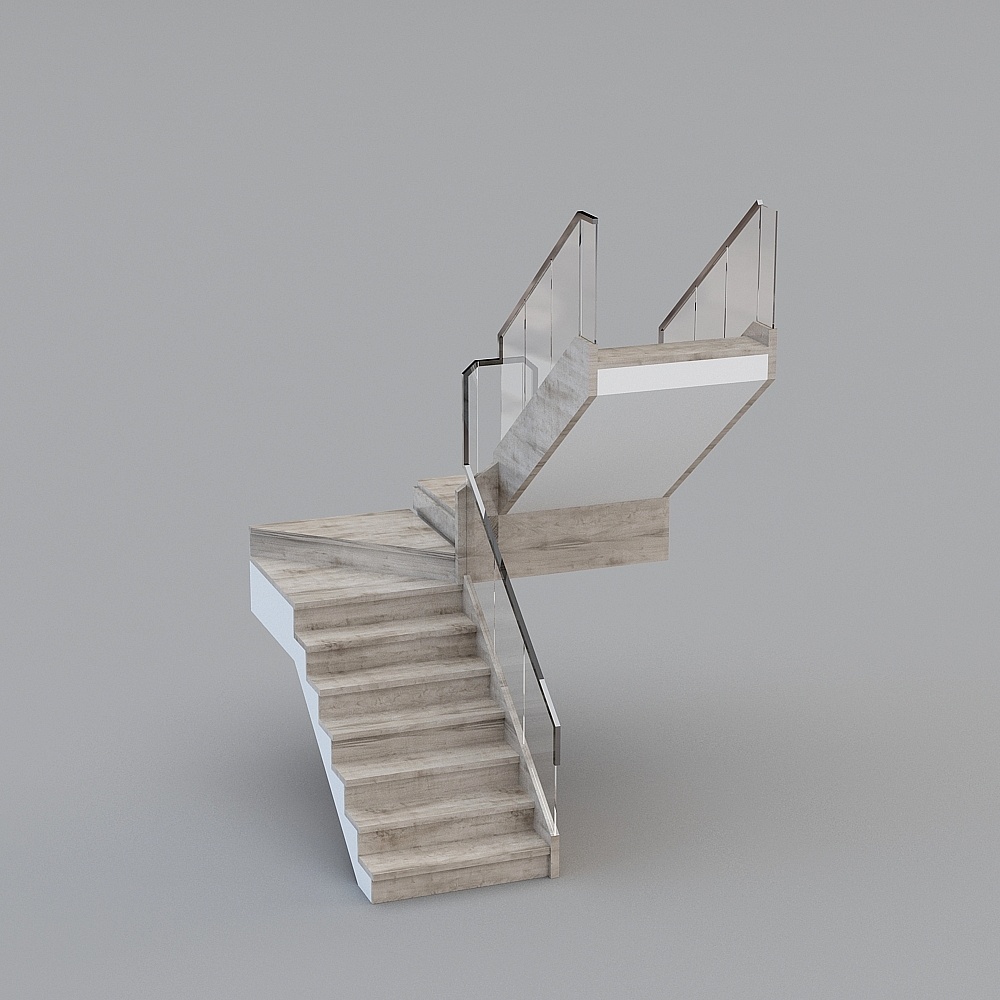 Stylish Low-Poly Floating Staircase 3D model