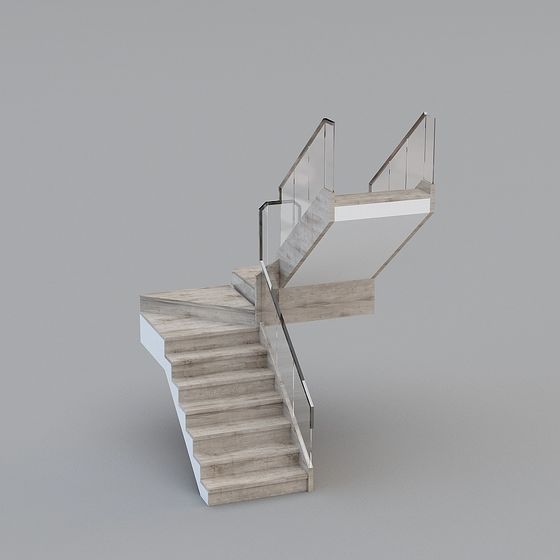 Elegant Low-Poly Floating Staircase 3D model for Modern Spaces