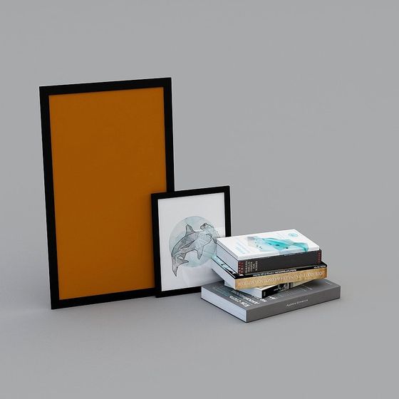 Stylish Bookshelf and Picture Frame 3D model