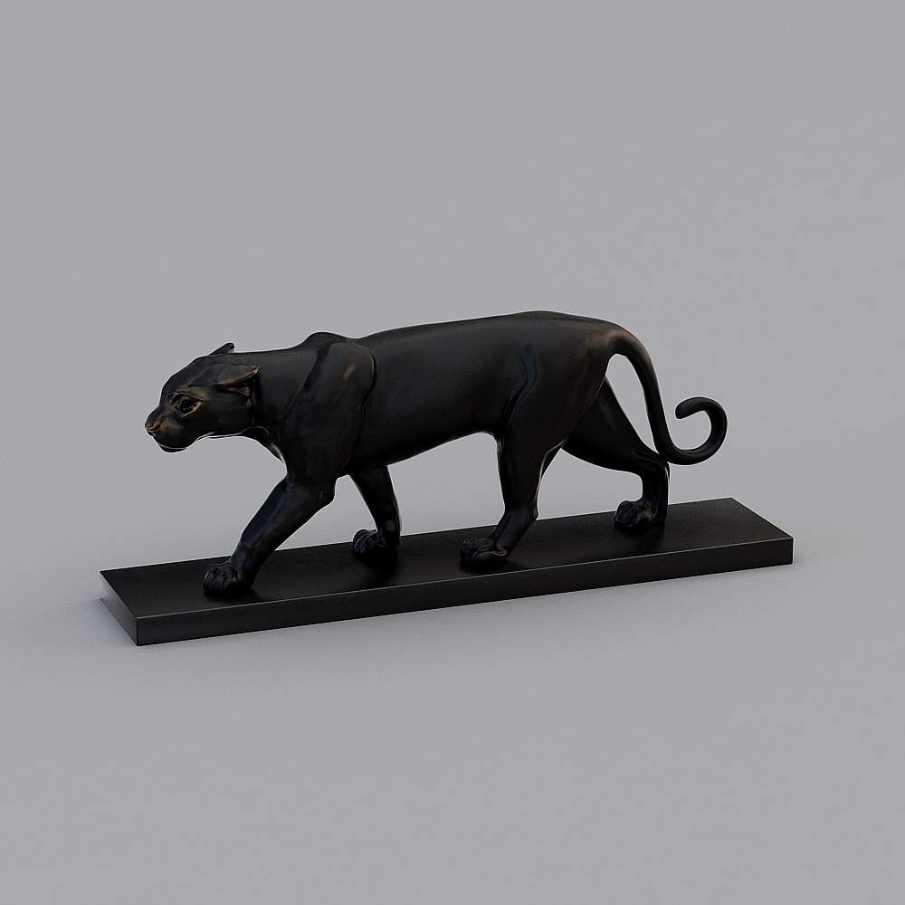 Intricate Black Panther Sculpture 3D model